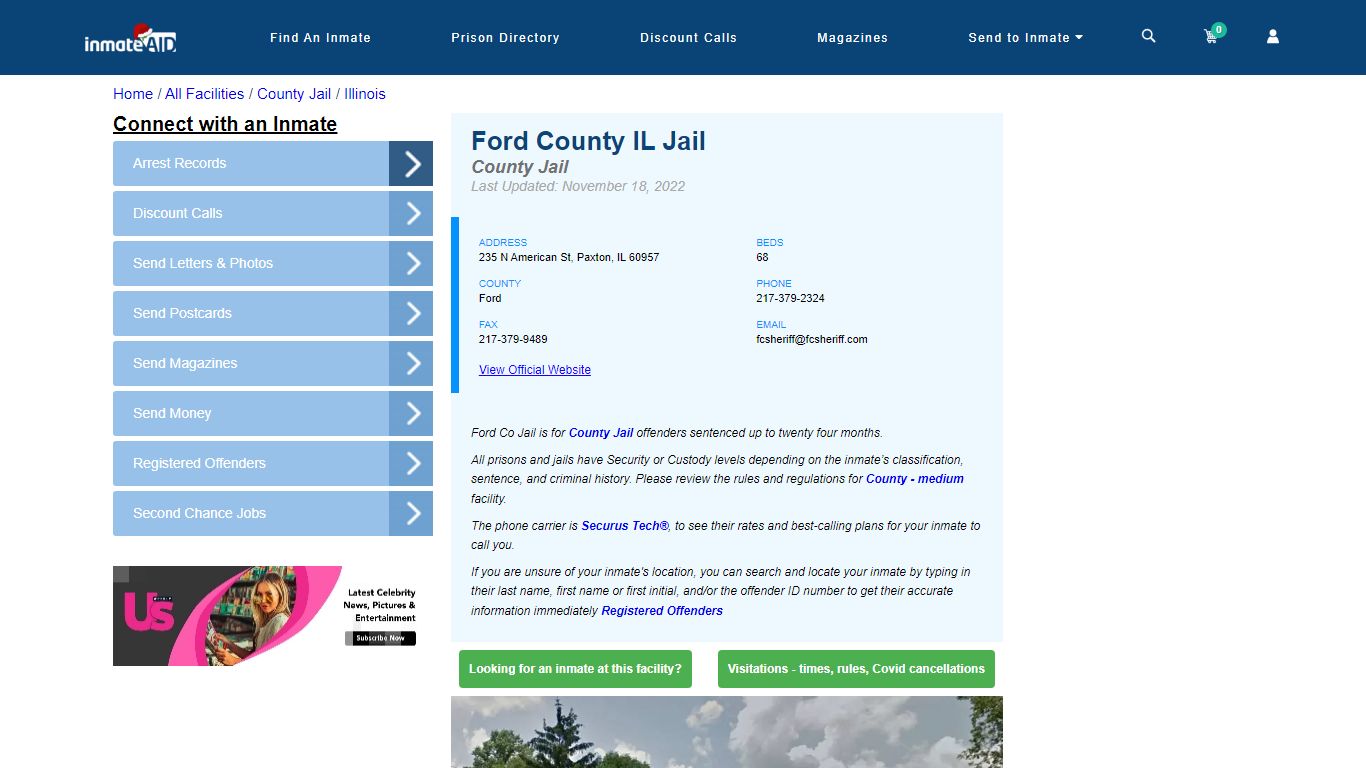 Ford County IL Jail - Inmate Locator - Paxton, IL