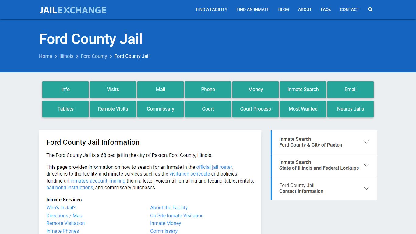 Ford County Jail, IL Inmate Search, Information - Jail Exchange